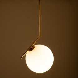 MONROE 00956 Μοντέρνο Κρεμαστό Φωτιστικό Οροφής με Ντουί 1 x E27 AC 220-240V IP20 - Χρυσό & Λευκό - Μ30 x Π30 x Υ75cm