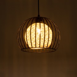 CARTER 00960 Μοντέρνο Κρεμαστό Φωτιστικό Οροφής με Ντουί 1 x E27 AC 220-240V IP20 - Μαύρο & Μπεζ - Μ28 x Π28 x Υ23cm