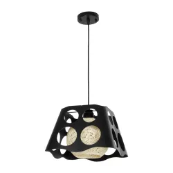 CARTER 00962 Μοντέρνο Κρεμαστό Φωτιστικό Οροφής με Ντουί 1 x E27 AC 220-240V IP20 - Μαύρο & Μπεζ - Μ28 x Π28 x Υ22cm