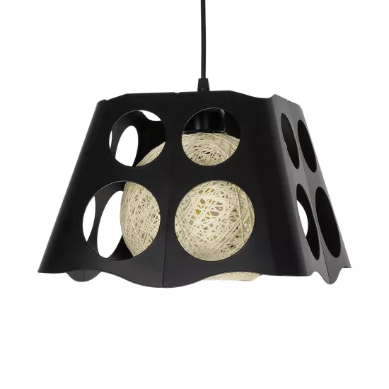 CARTER 00962 Μοντέρνο Κρεμαστό Φωτιστικό Οροφής με Ντουί 1 x E27 AC 220-240V IP20 - Μαύρο & Μπεζ - Μ28 x Π28 x Υ22cm