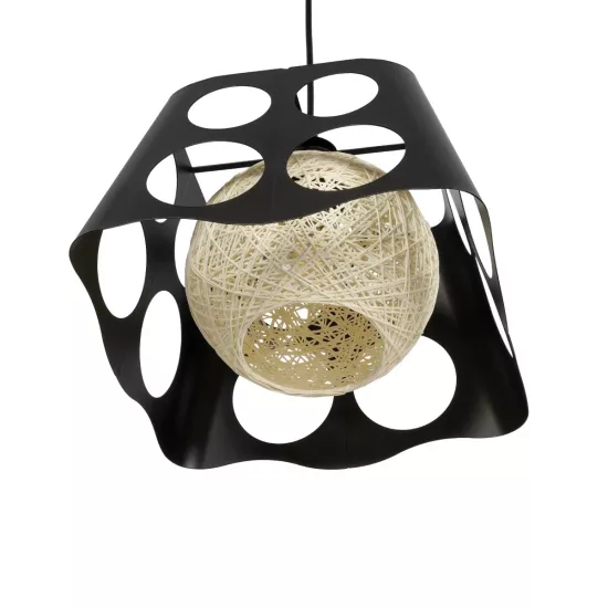 CARTER 00962 Μοντέρνο Κρεμαστό Φωτιστικό Οροφής με Ντουί 1 x E27 AC 220-240V IP20 - Μαύρο & Μπεζ - Μ28 x Π28 x Υ22cm