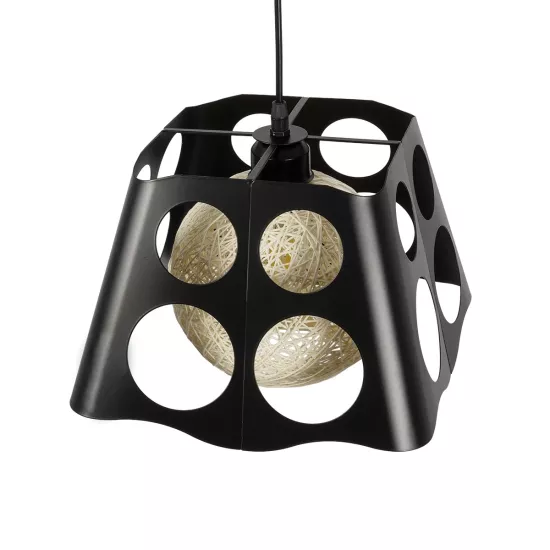 CARTER 00962 Μοντέρνο Κρεμαστό Φωτιστικό Οροφής με Ντουί 1 x E27 AC 220-240V IP20 - Μαύρο & Μπεζ - Μ28 x Π28 x Υ22cm