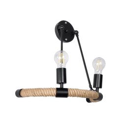 CROWN 01002 Vintage Φωτιστικό Τοίχου - Απλίκα με Ντουί 2 x E27 AC 220-240V IP20 - Μαύρο & Μπεζ - Μ41 x Π24 x Υ40cm