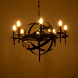 ESTELLE 01003 Vintage Κρεμαστό Φωτιστικό Οροφής με Ντουί 8 x E14 AC 220-240V IP20 - Μαύρο - Μ65 x Π65 x Y50cm