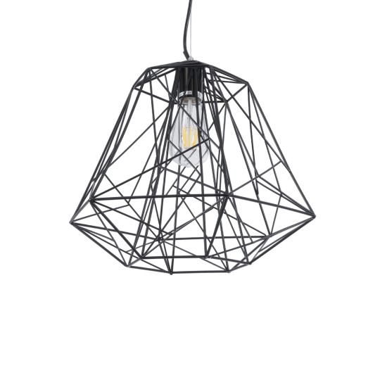 GRID 01022 Vintage Κρεμαστό Φωτιστικό Οροφής με Ντουί 1 x E27 AC 220-240V IP20 - Μαύρο - Μ40 x Π40 x Υ33cm