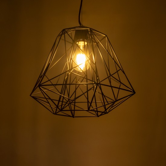 GRID 01022 Vintage Κρεμαστό Φωτιστικό Οροφής με Ντουί 1 x E27 AC 220-240V IP20 - Μαύρο - Μ40 x Π40 x Υ33cm
