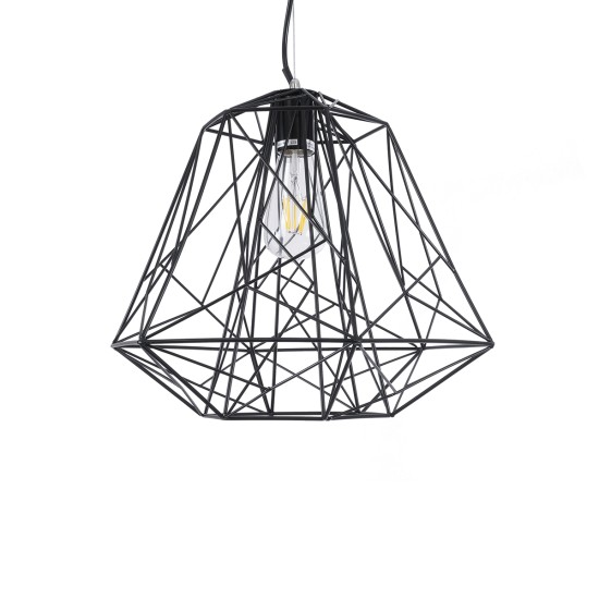 GRID 01022 Vintage Κρεμαστό Φωτιστικό Οροφής με Ντουί 1 x E27 AC 220-240V IP20 - Μαύρο - Μ40 x Π40 x Υ33cm
