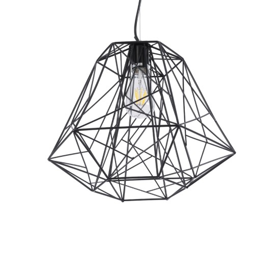 GRID 01022 Vintage Κρεμαστό Φωτιστικό Οροφής με Ντουί 1 x E27 AC 220-240V IP20 - Μαύρο - Μ40 x Π40 x Υ33cm