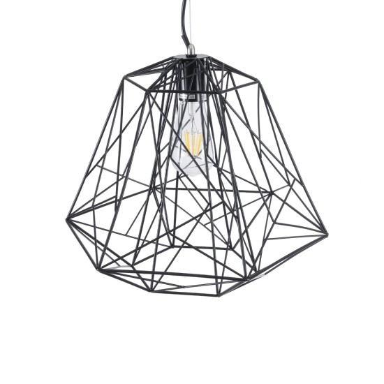 GRID 01022 Vintage Κρεμαστό Φωτιστικό Οροφής με Ντουί 1 x E27 AC 220-240V IP20 - Μαύρο - Μ40 x Π40 x Υ33cm