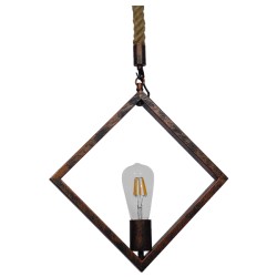 ALCO 01023 Vintage Κρεμαστό Φωτιστικό Οροφής με Ντουί 1 x E27 AC 220-240V IP20 - Χάλκινο & Μπεζ - Μ35 x Π3 x Υ35cm