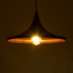 SHANGHAI 01025-B Μοντέρνο Κρεμαστό Φωτιστικό Οροφής με Ντουί 1 x E27 AC 220-240V IP20 - Μαύρο & Χρυσό - Μ37 x Π37 x Υ20cm