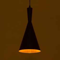 SHANGHAI 01025-C Μοντέρνο Κρεμαστό Φωτιστικό Οροφής με Ντουί 1 x E27 AC 220-240V IP20 - Μαύρο & Χρυσό - Μ19 x Π19 x Υ38cm