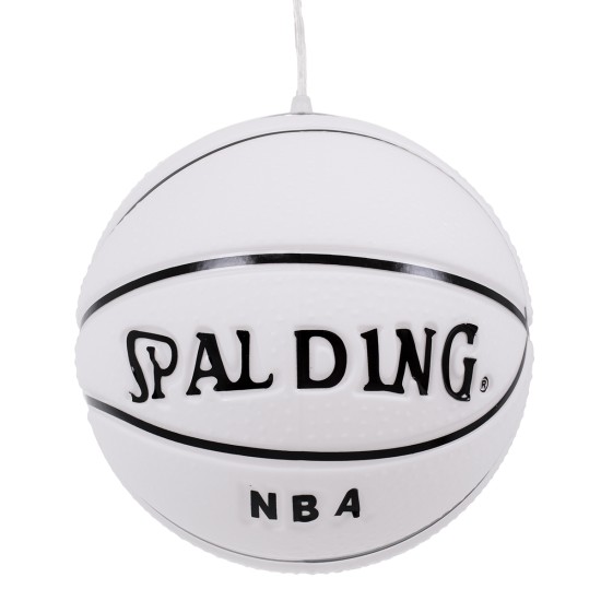 SPALDING NBA 01031 Μοντέρνο Κρεμαστό Παιδικό Φωτιστικό Οροφής Μονόφωτο 1 x E27 Λευκό Μαύρο Γυάλινο Φ25 x Υ25cm