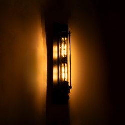 BESPOKE 01033 Vintage Φωτιστικό Τοίχου - Απλίκα με Ντουί 2 x E27 AC 220-240V IP20 - Μαύρο - Μ10 x Π10 x Υ47cm