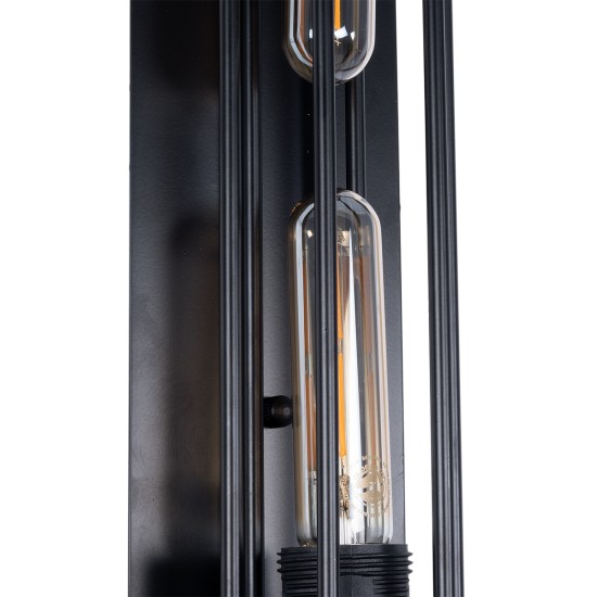 BESPOKE 01033 Vintage Φωτιστικό Τοίχου - Απλίκα με Ντουί 2 x E27 AC 220-240V IP20 - Μαύρο - Μ10 x Π10 x Υ47cm