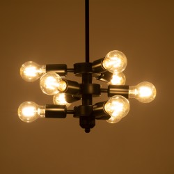 DELIR 01035 Μοντέρνο Φωτιστικό Οροφής με Ντουί 9 x E27 AC 220-240V IP20 - Μαύρο - Μ24 x Π24 x Υ23cm