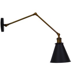 CRUCE 01037 Vintage Φωτιστικό Τοίχου - Απλίκα με Ντουί 1 x E27 AC 220-240V IP20 - Μαύρο & Χρυσό - Μ19 x Π63 x Υ77cm