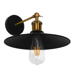 MINIMALL 01039 Vintage Φωτιστικό Τοίχου - Απλίκα με Ντουί 1 x E27 AC 220-240V IP20 - Μαύρο & Χρυσό - Μ22 x Π39 x Υ18cm