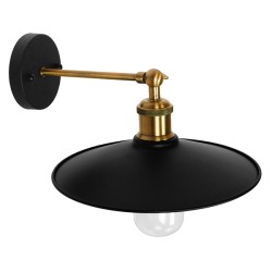 MINIMALL 01039 Vintage Φωτιστικό Τοίχου - Απλίκα με Ντουί 1 x E27 AC 220-240V IP20 - Μαύρο & Χρυσό - Μ22 x Π39 x Υ18cm