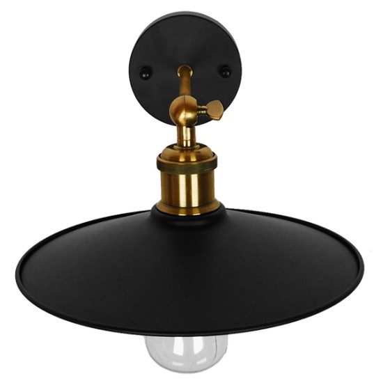 MINIMALL 01039 Vintage Φωτιστικό Τοίχου - Απλίκα με Ντουί 1 x E27 AC 220-240V IP20 - Μαύρο & Χρυσό - Μ22 x Π39 x Υ18cm