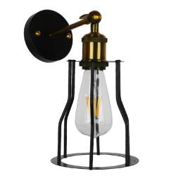 CATEL 01054 Vintage Φωτιστικό Τοίχου - Απλίκα με Ντουί 1 x E27 AC 220-240V IP20 - Μαύρο & Χρυσό - Μ15 x Π26 x Υ31cm