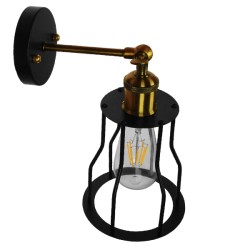 CATEL 01054 Vintage Φωτιστικό Τοίχου - Απλίκα με Ντουί 1 x E27 AC 220-240V IP20 - Μαύρο & Χρυσό - Μ15 x Π26 x Υ31cm