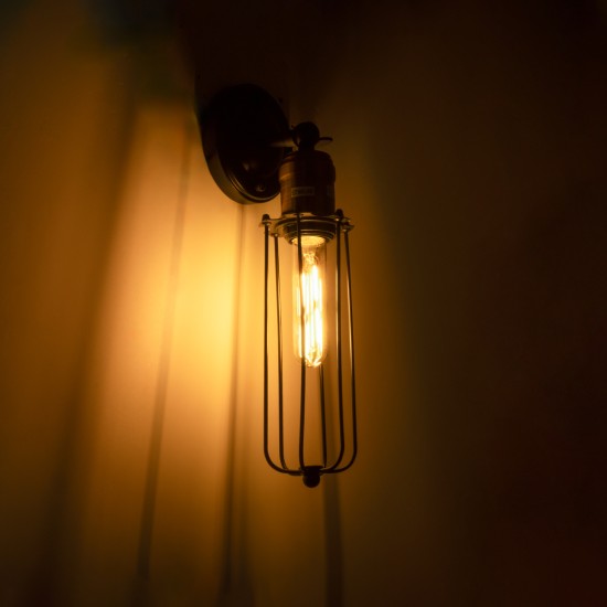 CATEL 01055 Vintage Φωτιστικό Τοίχου - Απλίκα με Ντουί 1 x E27 AC 220-240V IP20 - Μαύρο & Χρυσό - Μ11 x Π10.5 x Υ36cm