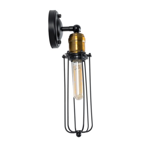 CATEL 01055 Vintage Φωτιστικό Τοίχου - Απλίκα με Ντουί 1 x E27 AC 220-240V IP20 - Μαύρο & Χρυσό - Μ11 x Π10.5 x Υ36cm