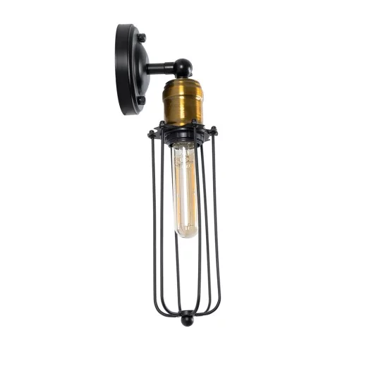 CATEL 01055 Vintage Φωτιστικό Τοίχου - Απλίκα με Ντουί 1 x E27 AC 220-240V IP20 - Μαύρο & Χρυσό - Μ11 x Π10.5 x Υ36cm
