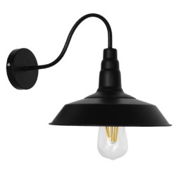 RAY 01065 Vintage Φωτιστικό Τοίχου - Απλίκα με Ντουί 1 x E27 AC 220-240V IP20 - Μαύρο - Μ26 x Π37 x Υ32cm