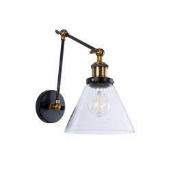 BINGLEY 01068 Vintage Φωτιστικό Τοίχου - Απλίκα με Ντουί 1 x E27 AC 220-240V IP20 - Διάφανο & Χρυσό - Μ18 x Π40 x Υ43cm