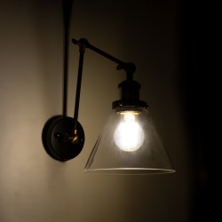 BINGLEY 01068 Vintage Φωτιστικό Τοίχου - Απλίκα με Ντουί 1 x E27 AC 220-240V IP20 - Διάφανο & Χρυσό - Μ18 x Π40 x Υ43cm