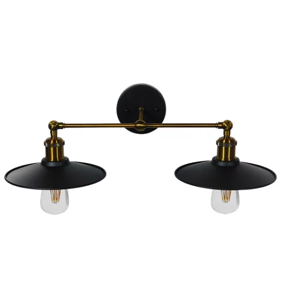 MINIMALL 01069 Vintage Φωτιστικό Τοίχου - Απλίκα με Ντουί 2 x E27 AC 220-240V IP20 - Μαύρο & Χρυσό - Μ30 x Π60 x Υ18cm