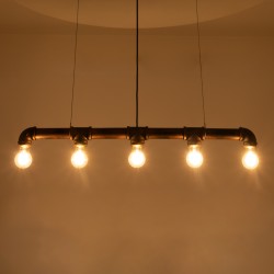 CANAL 01070 Vintage Κρεμαστό Φωτιστικό Οροφής με Ντουί 5 x E27 AC 220-240V IP20 - Χάλκινο Εφέ Σκουριάς - Μ88 x Π5 x Υ7cm