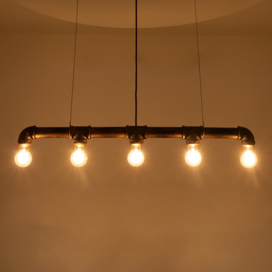 CANAL 01070 Vintage Κρεμαστό Φωτιστικό Οροφής με Ντουί 5 x E27 AC 220-240V IP20 - Χάλκινο Εφέ Σκουριάς - Μ88 x Π5 x Υ7cm