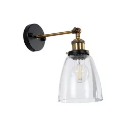 LYDIA 01071 Vintage Φωτιστικό Τοίχου - Απλίκα με Ντουί 1 x E27 AC 220-240V IP20 - Μαύρο & Χρυσό - Μ14 x Π26 x Υ30cm