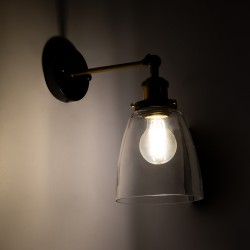 LYDIA 01071 Vintage Φωτιστικό Τοίχου - Απλίκα με Ντουί 1 x E27 AC 220-240V IP20 - Μαύρο & Χρυσό - Μ14 x Π26 x Υ30cm