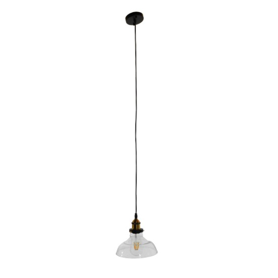 WICKHAM 01075 Vintage Κρεμαστό Φωτιστικό Οροφής με Ντουί 1 x E27 AC 220-240V IP20 - Διάφανο & Χρυσό - Μ24.5 x Π24.5 x Υ15cm