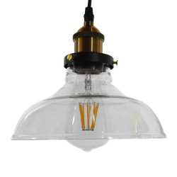 WICKHAM 01075 Vintage Κρεμαστό Φωτιστικό Οροφής με Ντουί 1 x E27 AC 220-240V IP20 - Διάφανο & Χρυσό - Μ24.5 x Π24.5 x Υ15cm