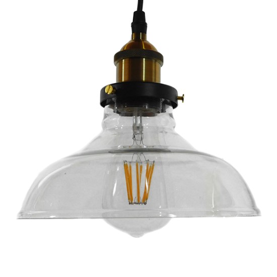 WICKHAM 01075 Vintage Κρεμαστό Φωτιστικό Οροφής με Ντουί 1 x E27 AC 220-240V IP20 - Διάφανο & Χρυσό - Μ24.5 x Π24.5 x Υ15cm
