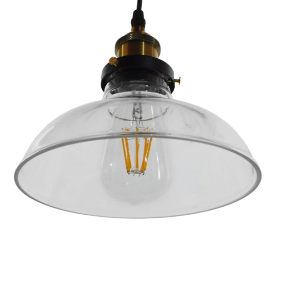 WICKHAM 01075 Vintage Κρεμαστό Φωτιστικό Οροφής με Ντουί 1 x E27 AC 220-240V IP20 - Διάφανο & Χρυσό - Μ24.5 x Π24.5 x Υ15cm