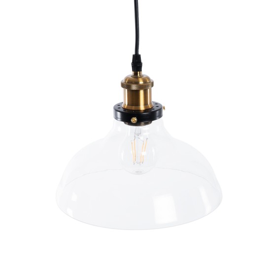 WICKHAM 01075 Vintage Κρεμαστό Φωτιστικό Οροφής με Ντουί 1 x E27 AC 220-240V IP20 - Διάφανο & Χρυσό - Μ24.5 x Π24.5 x Υ15cm