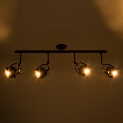 CANNES 01082 Μοντέρνο Φωτιστικό Οροφής με Ντουί 4 x E27 AC 220-240V IP20 - Μαύρο - Μ108 x Π12 x Υ48cm