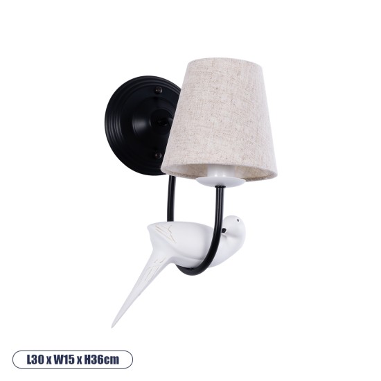 DOVE 01084 Vintage Επιτοίχιο Φωτιστικό Απλίκα Μονόφωτο 1 x E14 IP20 Μαύρο & Λευκό Μέταλλο με Μπεζ Ύφασμα - Μ30 x Π15 x Υ36cm DOVE 01084 Vintage Επιτοίχιο Φωτιστικό Απλίκα Μονόφωτο 1 x E14 IP20 Μαύρο & Λευκό Μέταλλο με Μπεζ Ύφασμα - Μ30 x Π15 x Υ36cm