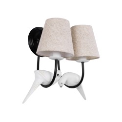 DOVE 01086 Vintage Φωτιστικό Τοίχου - Απλίκα με Ντουί 2 x E14 AC 220-240V IP20 - Μαύρο & Μπεζ - Μ28 x Π28 x Υ30cm