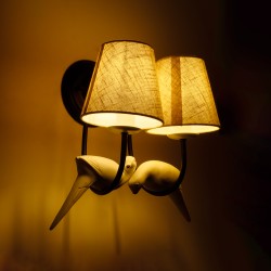 DOVE 01086 Vintage Φωτιστικό Τοίχου - Απλίκα με Ντουί 2 x E14 AC 220-240V IP20 - Μαύρο & Μπεζ - Μ28 x Π28 x Υ30cm