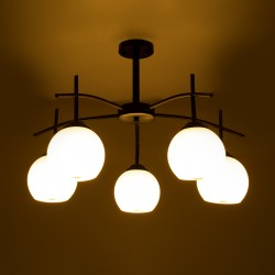 LUNA 01088 Μοντέρνο Φωτιστικό Οροφής με Ντουί 5 x E27 AC 220-240V IP20 - Λευκό & Μαύρο - Μ60 x Π60 x Υ43cm