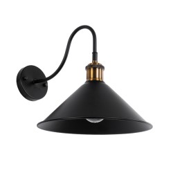 ANBET 01121 Vintage Φωτιστικό Τοίχου - Απλίκα με Ντουί 1 x E27 AC 220-240V IP20 - Μαύρο & Χρυσό - Μ26 x Π38 x Υ27cm