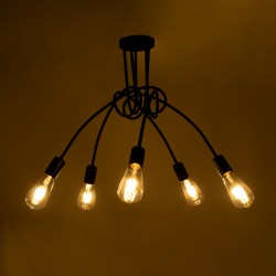 PAULELI 01127 Μοντέρνο Φωτιστικό Οροφής με Ντουί 5 x E27 AC 220-240V IP20 - Μαύρο - Μ76 x Π76 x Υ45cm