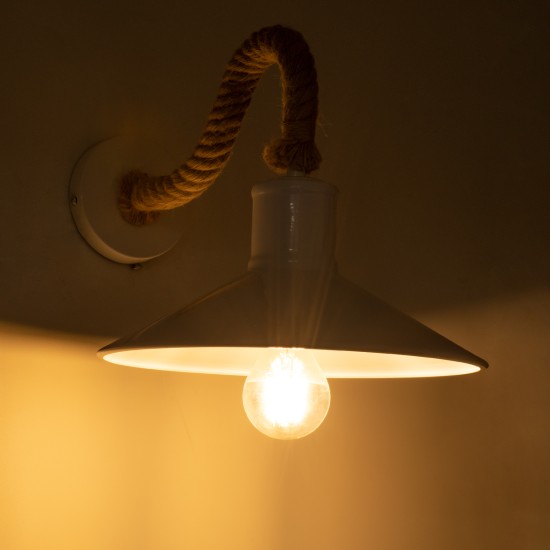 VINSA 01130 Boho Φωτιστικό Τοίχου - Απλίκα με Ντουί 1 x E27 AC 220-240V IP20 - Λευκό & Μπεζ - Μ37.5 x Π26.7 x Υ25cm